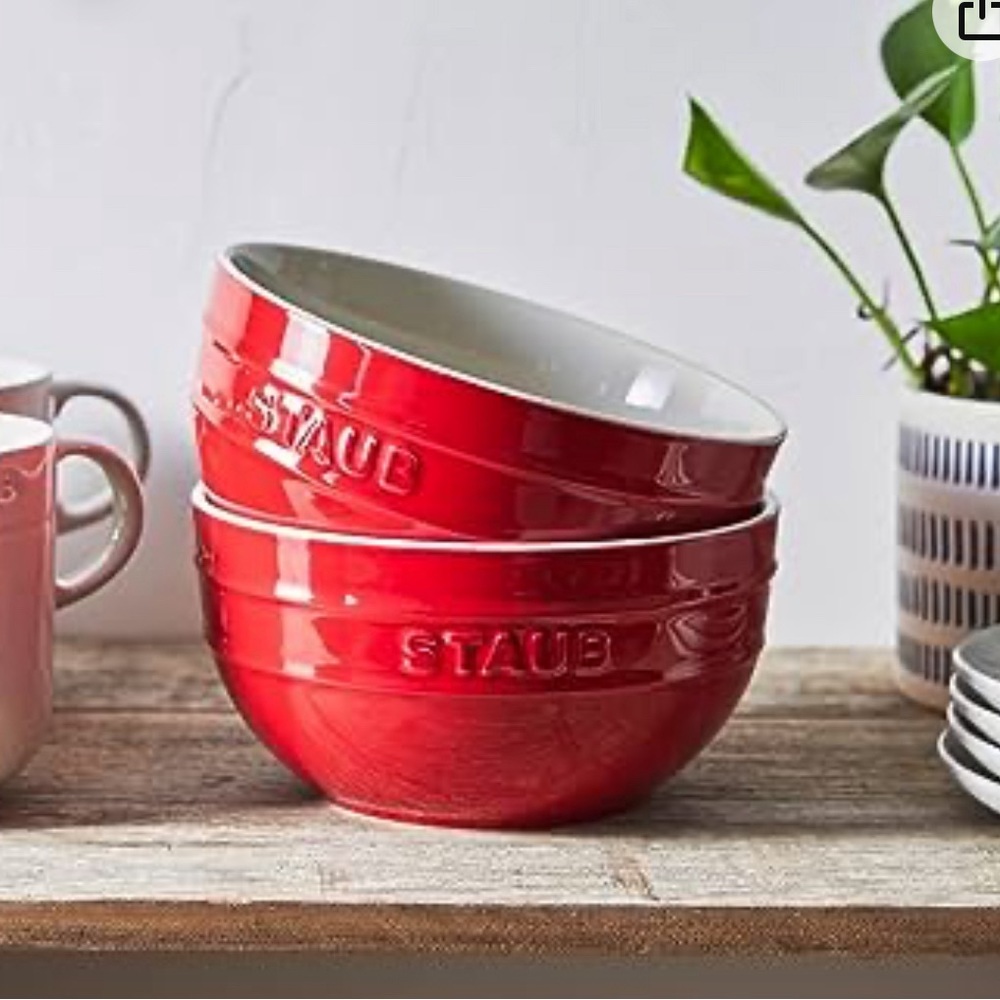 STAUB Ceramics Universal Bowl 2 pc Set 6.5 inch Cherry Red 32 Ounces